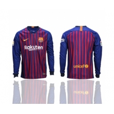 2018-19 Barcelona Home Long Sleeve Thailand Soccer Jersey
