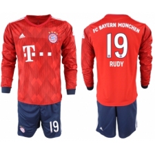 2018-19 Bayern Munich 19 RUDY Home Long Sleeve Soccer Jersey