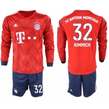 2018-19 Bayern Munich 32 KIMMICH Home Long Sleeve Soccer Jersey
