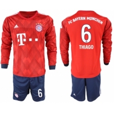 2018-19 Bayern Munich 6 THIAGO Home Long Sleeve Soccer Jersey