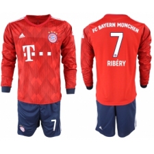 2018-19 Bayern Munich 7 RIBERY Home Long Sleeve Soccer Jersey