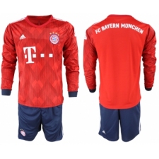 2018-19 Bayern Munich Home Long Sleeve Soccer Jersey