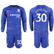 2018-19 Chelsea 30 DAVID LUIZ Home Long Sleeve Soccer Jersey