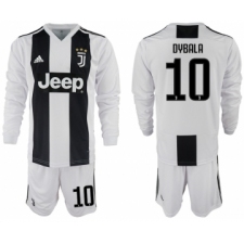 2018-19 Juventus 10 DYBALA Home Long Sleeve Soccer Jersey