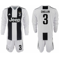 2018-19 Juventus 3 CHIELLINI Home Long Sleeve Soccer Jersey