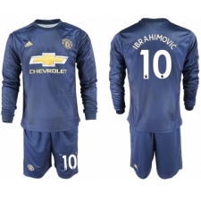 2018-19 Manchester United 10 IBRAHIMOVIC Away Long Sleeve Soccer Jersey