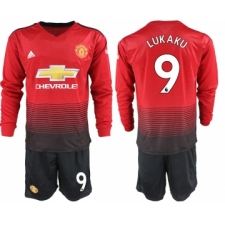 2018-19 Manchester United 9 LUKAKU Home Long Sleeve Soccer Jersey