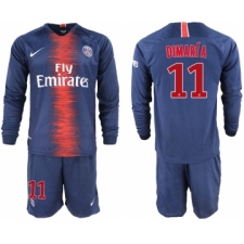 2018-19 Paris Saint-Germain 11 DIMARIA Home Long Sleeve Soccer Jersey