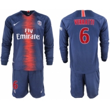 2018-19 Paris Saint-Germain 6 VERRATTI Home Long Sleeve Soccer Jersey