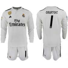 2018-19 Real Madrid 1 COURTOIS Home Long Sleeve Soccer Jersey