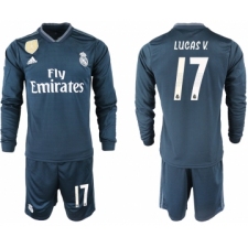2018-19 Real Madrid 17 LUCAS V. Away Long Sleeve Soccer Jersey