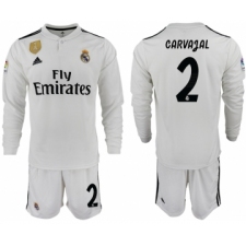 2018-19 Real Madrid 2 CARVAJAL Home Long Sleeve Soccer Jersey