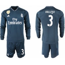 2018-19 Real Madrid 3 VALLEJO Away Long Sleeve Soccer Jersey