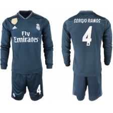 2018-19 Real Madrid 4 SERGIO RAMOS Away Long Sleeve Soccer Jersey