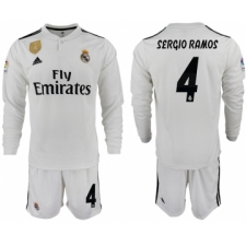 2018-19 Real Madrid 4 SERGIO RAMOS Home Long Sleeve Soccer Jersey