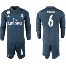 2018-19 Real Madrid 6 NACHO Away Long Sleeve Soccer Jersey