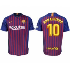 2018-19 Barcelona 10 RONALDINHO Home Thailand Soccer Jersey
