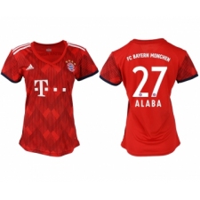 2018-19 Bayern Munich 17 ALABA Home Women Soccer Jersey