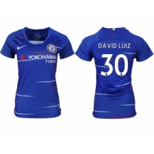 2018-19 Chelsea 30 DAVID LUIZ Home Women Soccer Jersey