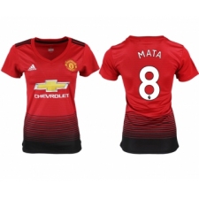 2018-19 Manchester United 8 MATA Home Women Soccer Jersey