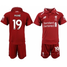 2018-19 Liverpool 19 MANE Home Youth Soccer Jersey