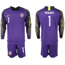2018-19 USA 1 HOWARD Purple Goalkeeper Long Sleeve Soccer Jersey