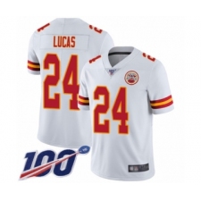 Men's Kansas City Chiefs #24 Jordan Lucas White Vapor Untouchable Limited Player 100th Season Football Jersey