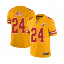 Youth Kansas City Chiefs #24 Jordan Lucas Limited Gold Inverted Legend Football Jersey