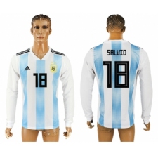 Argentina 18 SALVIO Home 2018 FIFA World Cup Long Sleeve Thailand Soccer Jersey