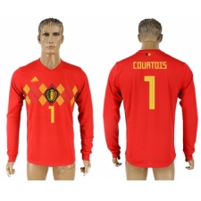 Belgium 1 COURTOIS Home 2018 FIFA World Cup Long Sleeve Thailand Soccer Jersey