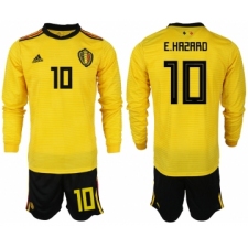 Belgium 10 E.HAZARD Away 2018 FIFA World Cup Long Sleeve Soccer Jersey