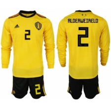 Belgium 2 ALDERWEIRELD Away 2018 FIFA World Cup Long Sleeve Soccer Jersey