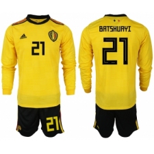 Belgium 21 BATSHUAYI Away 2018 FIFA World Cup Long Sleeve Soccer Jersey