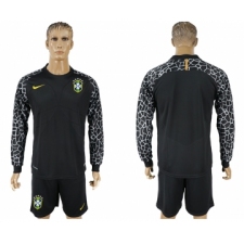 Brazil Black Goalkeeper 2018 FIFA World Cup Long Sleeve Soccer Jersey
