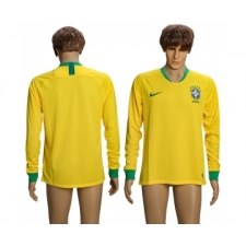 Brazil Home 2018 FIFA World Cup Long Sleeve Thailand Soccer Jersey