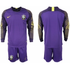 Brazil Purple Long Sleeve Goalkeeper Soccer Jersey