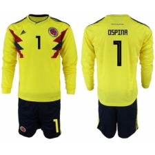 Colombia 1 OSPINA Home 2018 FIFA World Cup Long Sleeve Soccer Jersey