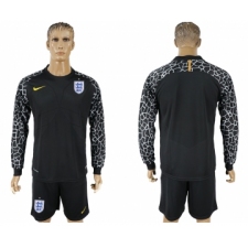 England Black Goalkeeper 2018 FIFA World Cup Long Sleeve Soccer Jersey