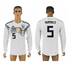 Germany 5 HUMMELS Home 2018 FIFA World Cup Long Sleeve Thailand Soccer Jersey