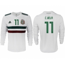 Mexico 11 C.VELA Away 2018 FIFA World Cup Long Sleeve Thailand Soccer Jersey