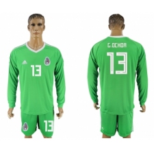 Mexico 13 G.OCHOA Green Goalkeeper 2018 FIFA World Cup Long Sleeve Soccer Jersey