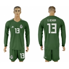 Mexico 13 G.OCHOA Military Green Goalkeeper 2018 FIFA World Cup Long Sleeve Soccer Jersey