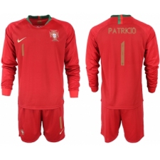 Portugal 1 PATRICIO Home 2018 FIFA World Cup Long Sleeve Soccer Jersey