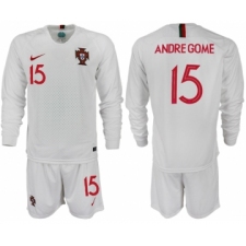 Portugal 15 ANDRE GOME Away 2018 FIFA World Cup Long Sleeve Soccer Jersey