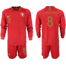 Portugal 8 J. MOUTINHO Home 2018 FIFA World Cup Long Sleeve Soccer Jersey