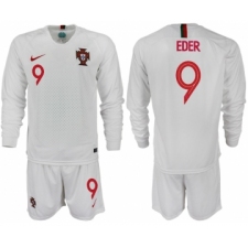 Portugal 9 EDER Away 2018 FIFA World Cup Long Sleeve Soccer Jersey