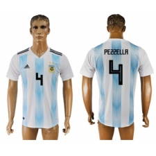 Argentina 4 PEZZELLA Home 2018 FIFA World Cup Thailand Soccer Jersey
