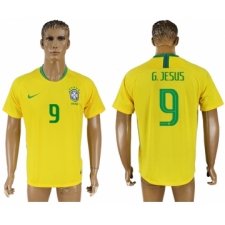 Brazil 9 G. JESUS Home 2018 FIFA World Cup Thailand Soccer Jersey