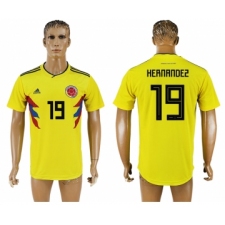 Colombia 19 HERNANDEZ Home 2018 FIFA World Cup Thailand Soccer Jersey
