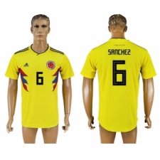 Colombia 6 SANCHEZ Home 2018 FIFA World Cup Thailand Soccer Jersey